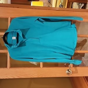 Vibrant Large Tall Teal 1/4 Zip Up Fleece